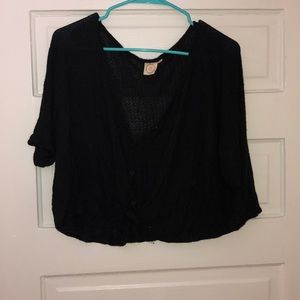 Black Waffle Knitted Top